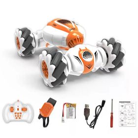 Remote Control Car Toy; 360° Rotation Transform Gesture Induction Stunt Car; Rechargeable Reusable Hand Controlled 4WD Off-Road Drift Car With 220mA B (Color: Orange)