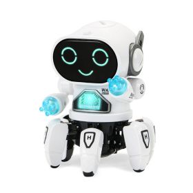 Kids Electric Robot Toy; Cute 6-Claws LED Light Musical Dancing Robot; Educational Interactive Toys; Children's Toy; Gift For Boys (Color: White)