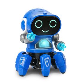 Kids Electric Robot Toy; Cute 6-Claws LED Light Musical Dancing Robot; Educational Interactive Toys; Children's Toy; Gift For Boys (Color: Blue)