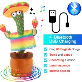 Bluetooth Dancing Cactus Repeat What You Said Usb Charging Voice Record Toy Speaker Talking Plushie Stuffed Toys for Kids Gift (Ships From: China, Color: Bluetooth Hammer)