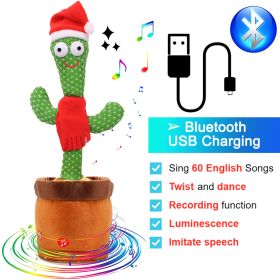 Bluetooth Dancing Cactus Repeat What You Said Usb Charging Voice Record Toy Speaker Talking Plushie Stuffed Toys for Kids Gift (Ships From: China, Color: Bluetooth Christmas)