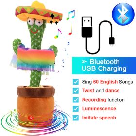 Bluetooth Dancing Cactus Repeat What You Said Usb Charging Voice Record Toy Speaker Talking Plushie Stuffed Toys for Kids Gift (Ships From: China, Color: Bluetooth MX)