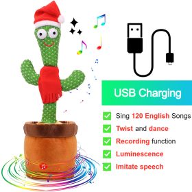 Bluetooth Dancing Cactus Repeat What You Said Usb Charging Voice Record Toy Speaker Talking Plushie Stuffed Toys for Kids Gift (Ships From: China, Color: Charge Christmas)