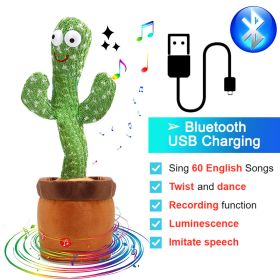 Bluetooth Dancing Cactus Repeat What You Said Usb Charging Voice Record Toy Speaker Talking Plushie Stuffed Toys for Kids Gift (Ships From: China, Color: Bluetooth Cactus)