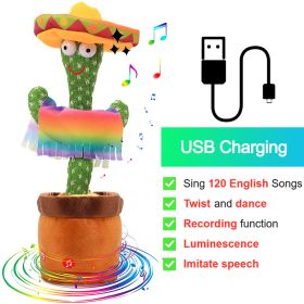 Bluetooth Dancing Cactus Repeat What You Said Usb Charging Voice Record Toy Speaker Talking Plushie Stuffed Toys for Kids Gift (Ships From: China, Color: Charge MX)