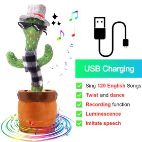 Bluetooth Dancing Cactus Repeat What You Said Usb Charging Voice Record Toy Speaker Talking Plushie Stuffed Toys for Kids Gift (Ships From: China, Color: Charge Sunglasses)