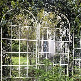 2 Pack Metal Garden Trellis 86.7" x 19.7" Rustproof Trellis for Climbing Plants Outdoor Flower Support Cream White (Main Color: Cream White, Main Material: Iron)
