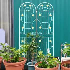 4 Pack Metal Garden Trellis 86.7" x 19.7" Rustproof Trellis for Climbing Plants Outdoor Flower Support Cream White (Main Color: Cream White, Main Material: Iron)