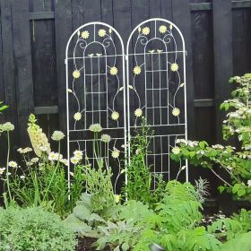 4 Pack Metal Garden Trellis 71" x 19.7" Rustproof Trellis for Climbing Plants Outdoor Flower Support Cream White (Main Color: Cream White, Main Material: Iron)