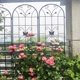 2 Pack Metal Garden Trellis 86.7" x 19.7" Rustproof Trellis for Climbing Plants Outdoor Flower Support Black (Main Color: Black, Main Material: Iron)