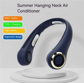 Bladeless Neck Fan with 180° Mountain Wind Cooling -Hands-Free Wearable & Ultra-Quiet, USB Rechargeable for Travel, Gym (Color: Blue)