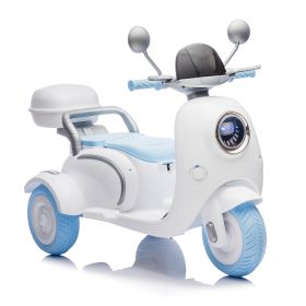 12V Two-seater Kids Ride On Level Up Electric Motorcycle,2wd,Three-wheel Toy w/Music,Bluetooth,USB,Backseat flip adult seat (Color: as Pic)