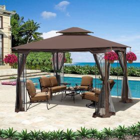 Upgrade Your Backyard Bliss with a transforming10x10 Outdoor Patio Gazebo (Color: Brown)