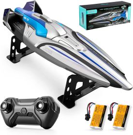 2.4GHz Racing Boats 4DRC S1 Boat Remote Control Boat for Kids Adults 25+ MPH. (colour: Blue + 2 batteries)