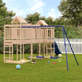 Outdoor Playset Solid Wood Pine (Color: Brown)