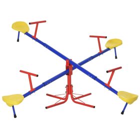 Outsunny Kids Seesaw Swivel Teeter Totter with 360° Spinning, 4 Seater Seesaw Outdoor Playground Equipment for Backyard (Color: as Pic)