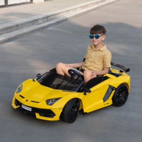 Licensed Lamborghini 24V Kids Ride On Electric Cars, Battery Powered Drifting Car with Double PU Seats, Remote Control, High-Low Speed, LED Lights (Color: As Picture)