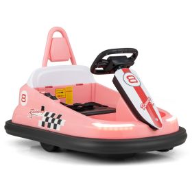 6V kids Ride-on Bumper Car with 360° Spinning and Dual Motors (Color: Pink)