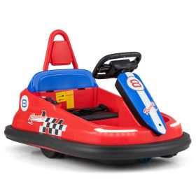 6V kids Ride-on Bumper Car with 360° Spinning and Dual Motors (Color: Red)