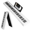 Folding Piano Keyboard 88 Keys Rechargeable Full Size Semi Weighted Piano Digital Electronic Piano with LCD Screen Carry Bag Mic Sheet Music Stand Sti