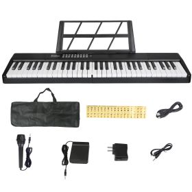 61Keys Foldable Electronic Piano Keyboard With Micro Audio Sustain Pedal Music Stand Storage Bag Portable Wireless MiDi Connection Keyboard For Beginn (Color: Black)