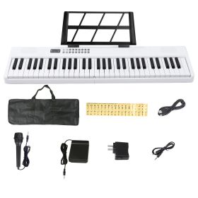 61Keys Foldable Electronic Piano Keyboard With Micro Audio Sustain Pedal Music Stand Storage Bag Portable Wireless MiDi Connection Keyboard For Beginn (Color: White)