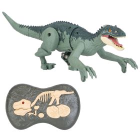 Remote Control Dinosaur Toys Jurassic Realistic RC Dinosaur Rechargeable T-Rex Walking Robot with 3D Eye Roaring Sounds Red Light Remote Control for 3 (Color: Green)