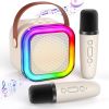 Bluetooth Karaoke Machine for Kids Adults, Portable Mini Karaoke Speaker with 2 Wireless Mic, LED Light Music Toys for Christmas Gift