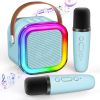 Bluetooth Karaoke Machine for Kids Adults, Portable Mini Karaoke Speaker with 2 Wireless Mic, LED Light Music Toys for Christmas Gift
