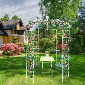 Metal Garden Arch Iron Garden Arbors Gazebo Dia81.3'' x 114.2'' High Birdcage Shape Pergola Pavilion for Wedding Ceremony Outdoor (Color: CREAM WHITE)