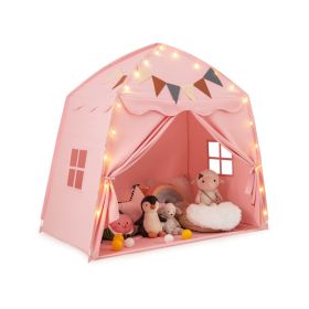 Large Playhouse Tent Kids Play Tent Bed Tent with String Lights (Type: Tent, Color: Pink)