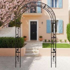 Metal Garden Arch with doors Garden Arbor Trellis Climbing Plants Support Arch Outdoor Arch Wedding Arch Party Events Archway Black (Main Color: Black, Main Material: Metal)