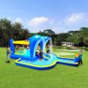 6 in1 Inflatable slide water park trampoline bouncing house outdoor garden with Dolphin sprinkler & Target games & Water gun & Basketball