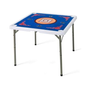 Folding Mahjong Table with Cup Holders for Game Room (Type: Game Table, Color: Blue)