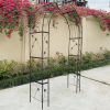 Metal Garden Arch with doors Garden Arbor Trellis Climbing Plants Support Arch Outdoor Arch Wedding Arch Party Events Archway Black