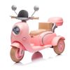 12V Two-seater Kids Ride On Electric Motorcycle,Three Wheels Kids toy with Slow Start,Multi-function player,USB,Bluetooth, light