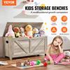 VEVOR Wooden Toy Chest for Kids, Toddler Toy Storage Box with Flip-Top Lid and Safety Hinge
