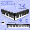 Folding Piano Keyboard 88 Keys Rechargeable Full Size Semi Weighted Piano Digital Electronic Piano with LCD Screen Carry Bag Mic Sheet Music Stand Sti