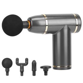 Percussion Massage Gun USB Type C Rechargeable Deep Tissue Vibration Massager Handheld Leg Body Cordless Massager w/ 4 Interchangeable Heads 8 Intensi (option: Grey)